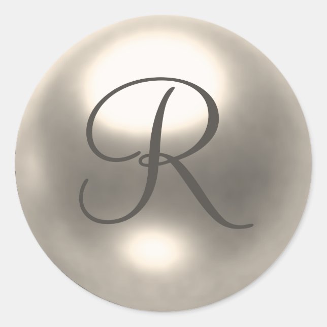 Sticker Rond Phoque mariage Pearl R monogramme (Devant)