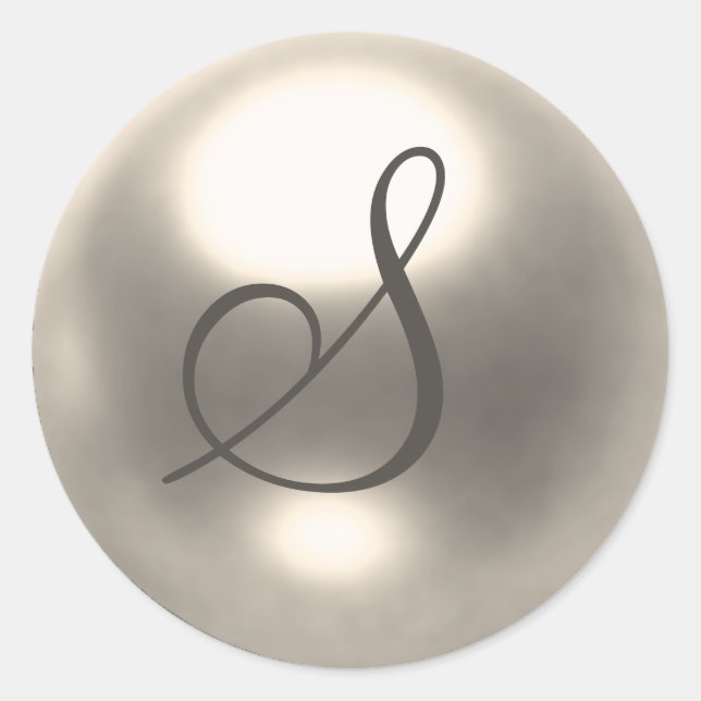 Sticker Rond Phoque mariage Pearl S monogramme (Devant)