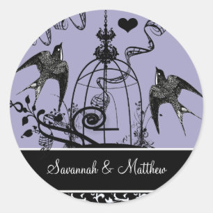 Sticker Rond Phoque Mariage vintage Birds