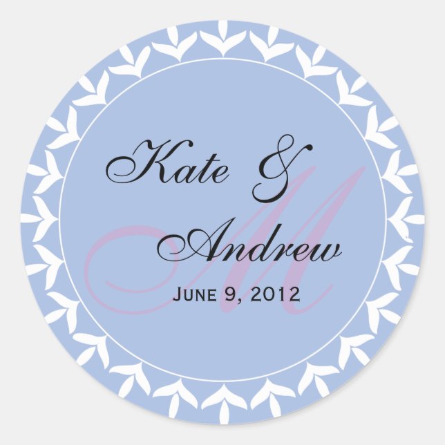 Sticker Rond Phoque mariage violet monogramme (Devant)