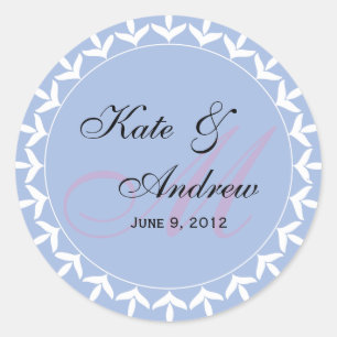 Sticker Rond Phoque mariage violet monogramme