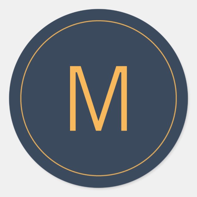 Sticker Rond Phoque Monogramme bleu et or Marine (Devant)