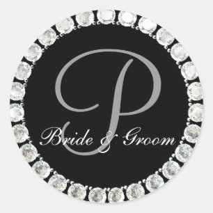 Sticker Rond Phoque personnalisable P monogramme diamant