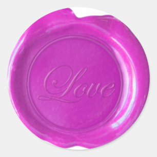 Sticker Rond Phoques à cire Faux - Magenta Script - Amour