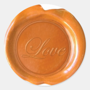 Sticker Rond Phoques à cire Faux - Orange Script - Amour