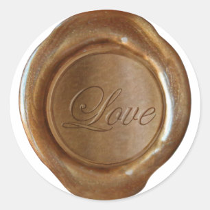 Sticker Rond Phoques à cire Faux - Script en cuivre - Amour