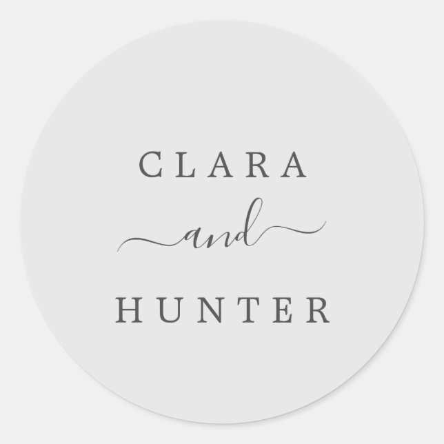 Sticker Rond Phoques à enveloppe Mariage gris clair et charbon  (Devant)