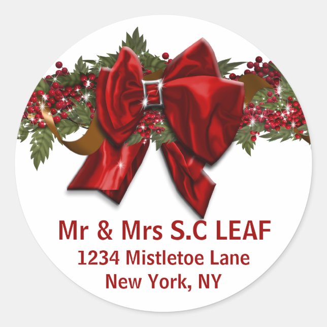 Sticker Rond Phoques d'adresse de Noël de famille PERSONNALISER (Devant)