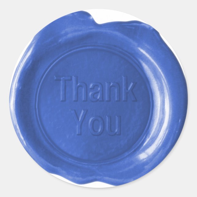 Sticker Rond Phoques de cire Faux - Bleu - Gras - Merci (Devant)
