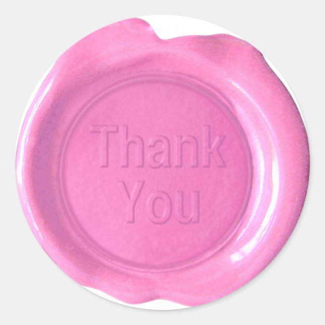 Sticker Rond Phoques de cire Faux - Rose - Gras - Merci (Devant)