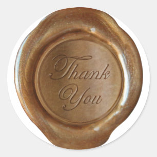 Sticker Rond Phoques de cire Faux - Script de cuivre - Merci