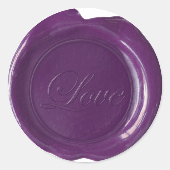Sticker Rond Phoques de cire Faux - Script de prune - Amour (Devant)
