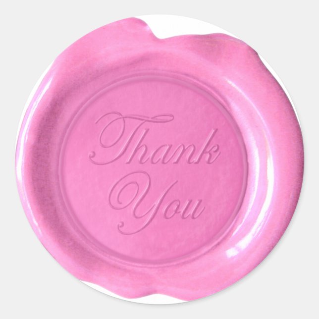 Sticker Rond Phoques de cire Faux - Script rose - Merci (Devant)