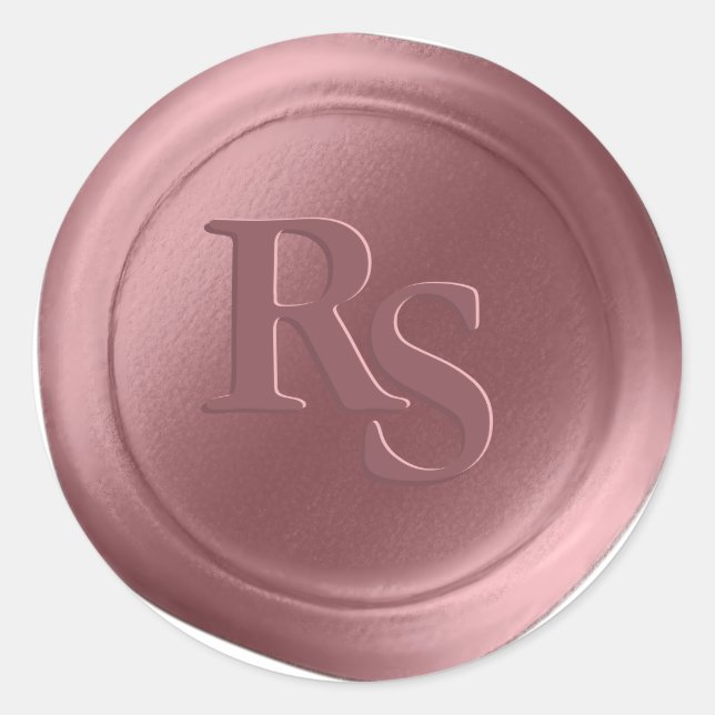 Sticker Rond Phoques de cire Mariage Dusty Rose Double Monogram (Devant)