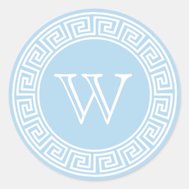 Sticker Rond Phoques de l'enveloppe de la clé grecque bleu clai (Devant)