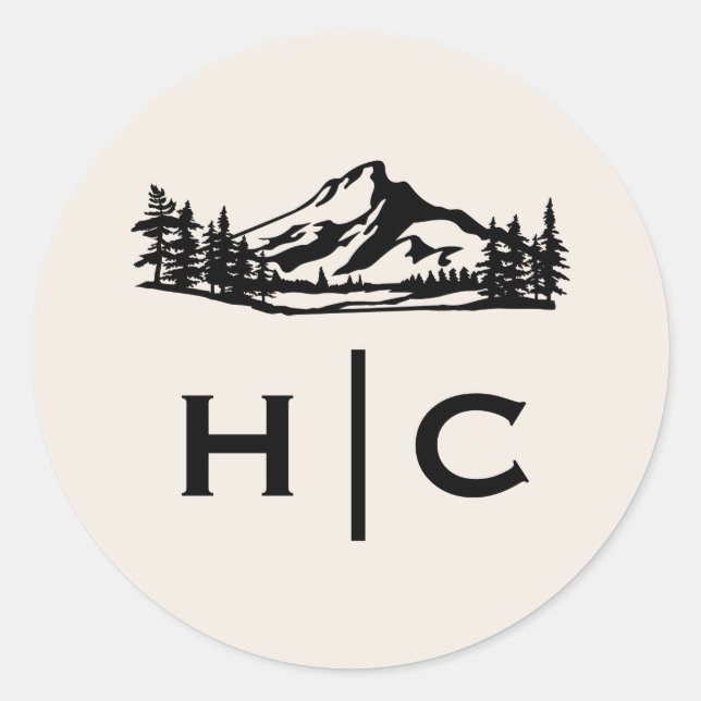 Sticker Rond Phoques de l'enveloppe de Mariage de monogramme vi (Devant)