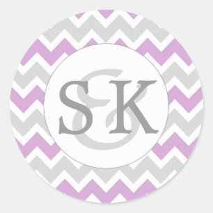 Sticker Rond Phoques de l'enveloppe de Mariage Lavender Monogra