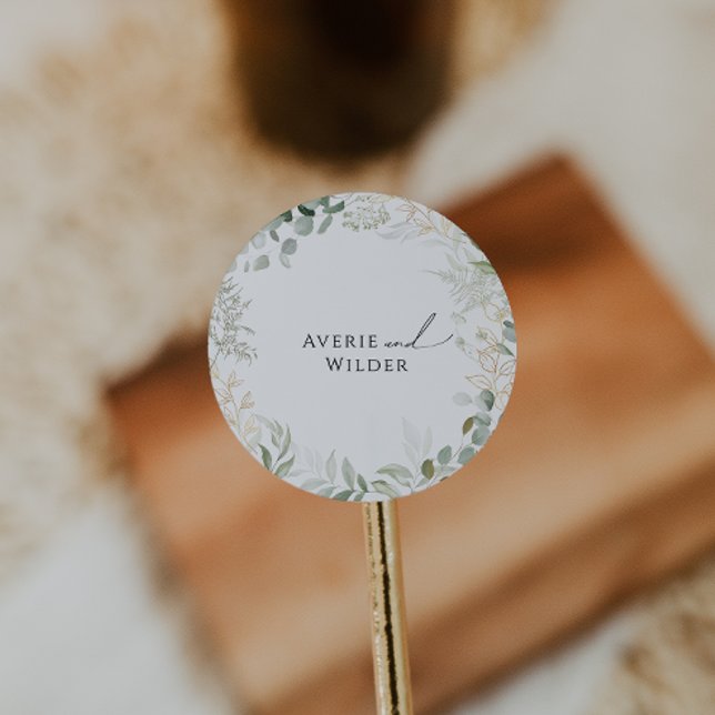 Sticker Rond Phoques de l'enveloppe Mariage de verdure botaniqu (Créateur téléchargé)