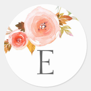 Sticker Rond Phoques de l'enveloppe mariage monogramme / floral