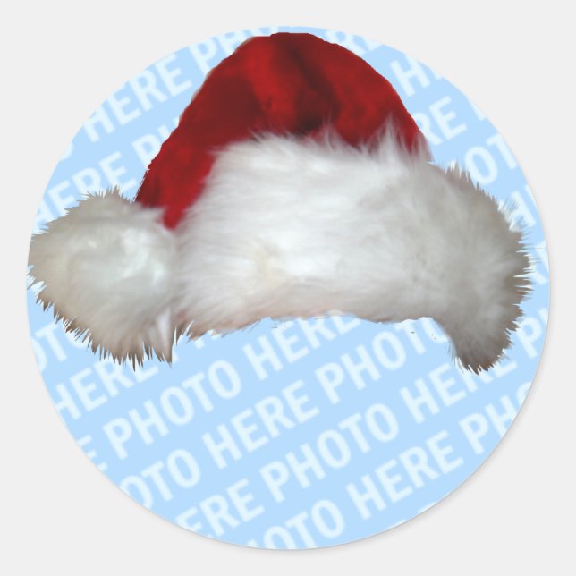 Sticker Rond Phoques de Noël Modèles photo personnalisables (Devant)