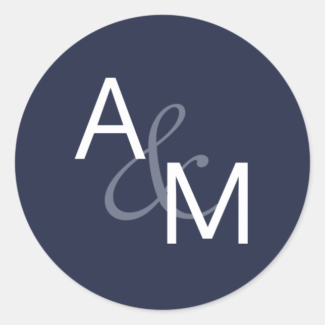 Sticker Rond Phoques d'enveloppe bleu et blanc de la marine (Devant)