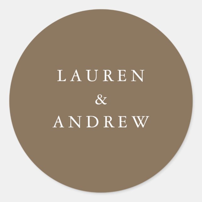 Sticker Rond Phoques d'enveloppe de Mariage moderne Brown clair (Devant)
