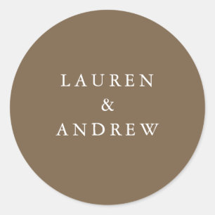 Sticker Rond Phoques d'enveloppe de Mariage moderne Brown clair