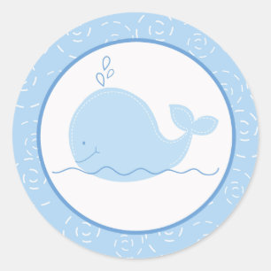 Sticker Rond Phoques d'enveloppe de petite baleine bleue / Topp