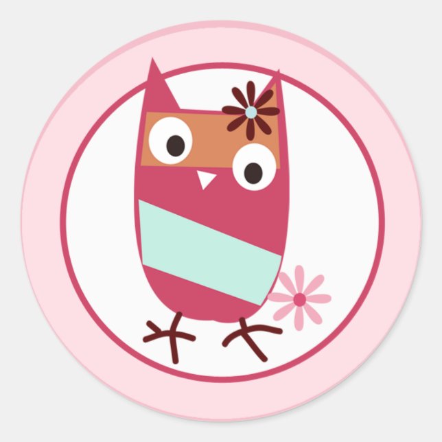 Sticker Rond Phoques d'enveloppe de Petites Chouettes (Devant)