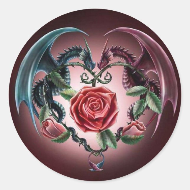 Sticker Rond Phoques d'enveloppe Dragon Love (Devant)
