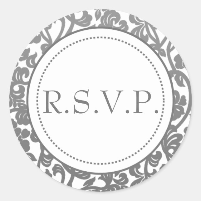 Sticker Rond Phoques d'enveloppe gothique gris et blanc (Devant)