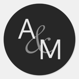 Sticker Rond Phoques d'enveloppe gris argent noir