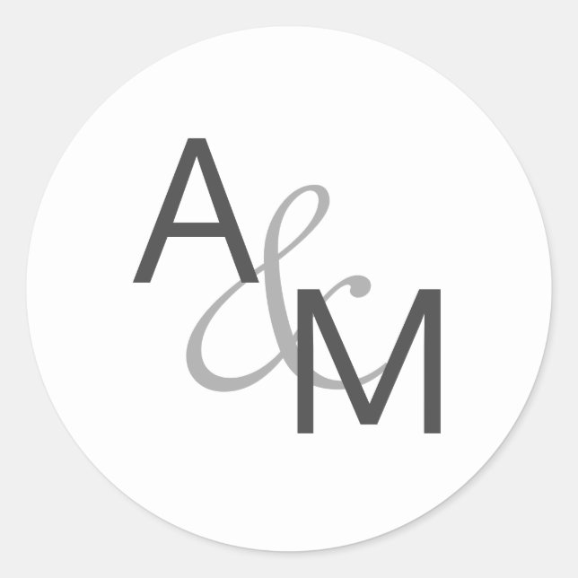 Sticker Rond Phoques d'enveloppe gris et blanc au charbon de bo (Devant)