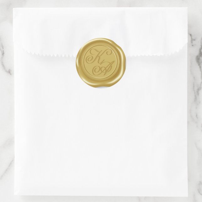 Sticker Rond Phoques d'enveloppe initiale monogramme (Sac)