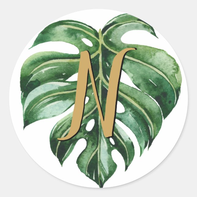 Sticker Rond Phoques d'enveloppe initiale tropicale (Devant)