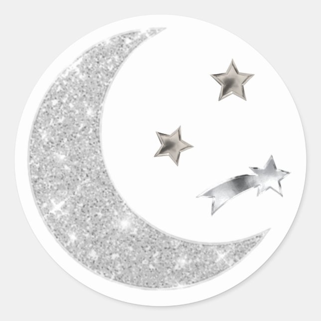 Sticker Rond Phoques d'enveloppe Lune et étoiles (Devant)