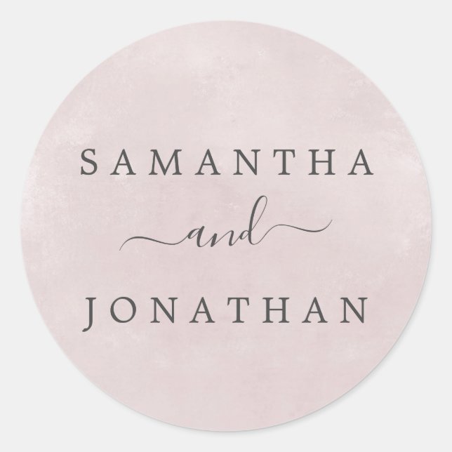 Sticker Rond Phoques d'enveloppe Mariage Blush Romance (Devant)
