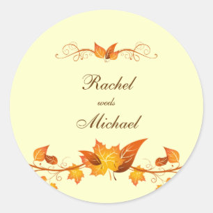 Sticker Rond Phoques d'enveloppe Mariage de feuillage d'automne
