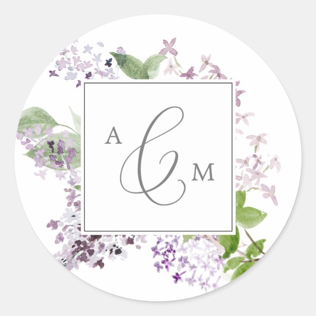 Sticker Rond Phoques d'enveloppe Mariage Lilac rustique (Devant)
