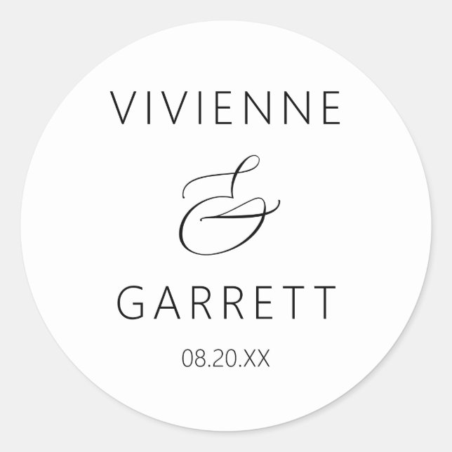 Sticker Rond Phoques d'enveloppe Mariage noir et blanc (Devant)