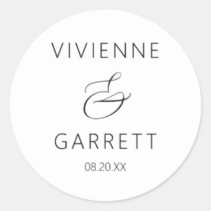 Sticker Rond Phoques d'enveloppe Mariage noir et blanc