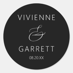 Sticker Rond Phoques d'enveloppe Mariage noir et blanc