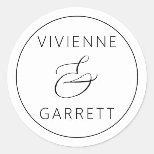 Sticker Rond Phoques d'enveloppe Mariage noir et blanc