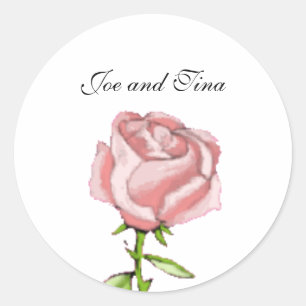 Sticker Rond Phoques d'enveloppe Mariage rose
