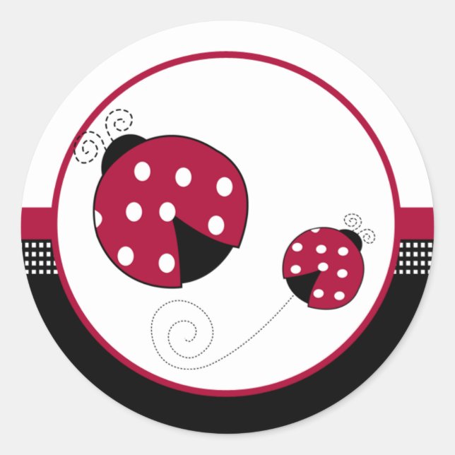 Sticker Rond Phoques d'enveloppe Polkadot Ladybugs (Devant)