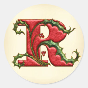 Sticker Rond Phoques d'enveloppe R monogramme de Noël