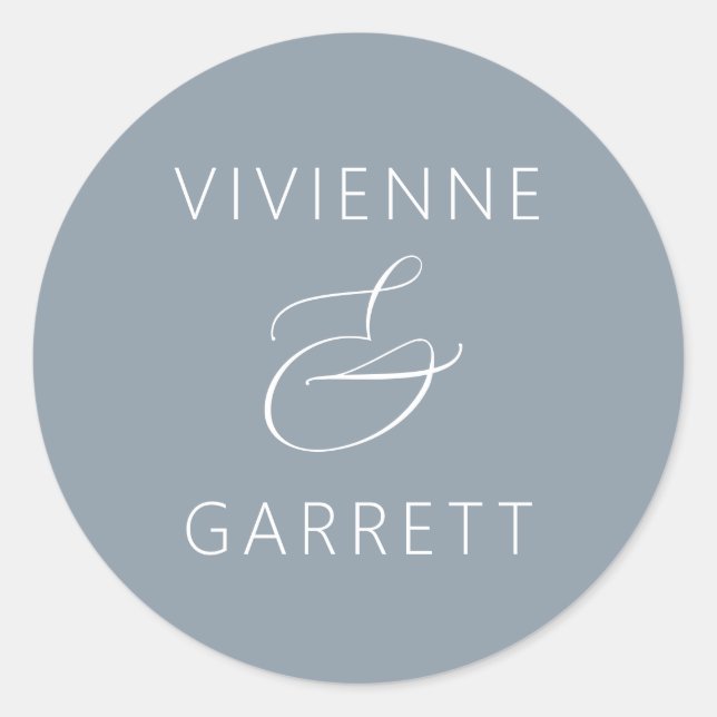 Sticker Rond Phoques d'enveloppes bleu et blanc Dusty Mariage (Devant)