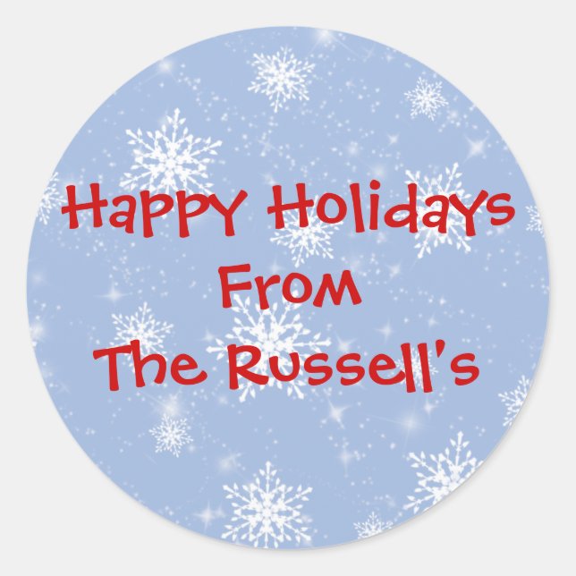 Sticker Rond Phoques d'enveloppes Blue Snowflakes (Devant)