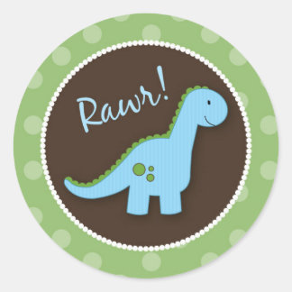 Sticker Rond Phoques d'enveloppes de dinosaures, Baby showers p
