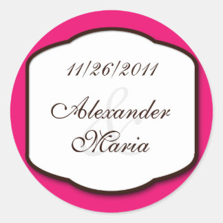 Sticker Rond Phoques d'enveloppes de Mariage Brown et blanc Fuc